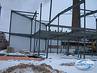 Монтаж каркаса промышленного здания